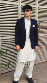 Men's blue wool casual coat